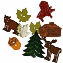 OUTLET Kunststof aannaaibare sierknopen, Canadian forest, 8 stuks
