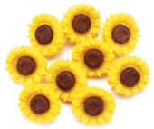 OUTLET Kunststof aannaaibare sierknopen, Zonnebloemen, 10 stuks