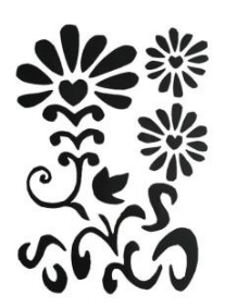 OUTLET Iron on flock motief, zwart,  bloem 1
