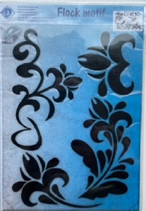 OUTLET Iron on flock motief, zwart,  bloem 2