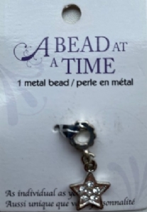 OUTLET Metalen kraal zilver met bedeltje, ster