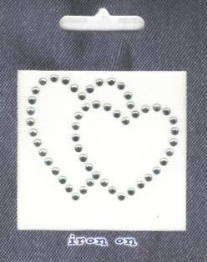 OUTLET Strass strijk applicatie, twee harten