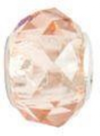 OUTLET Glazen facetkraal pandora met zilveren kern, roze alexandriet,  3 stuks
