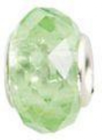 OUTLET Glazen facetkraal pandora met zilveren kern, peridot, 3 stuks
