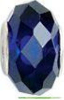 OUTLET Glazen facetkraal pandora met zilveren kern, saffier, 3 stuks