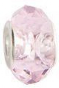 OUTLET Glazen facetkraal pandora met zilveren kern, roze tourmalijn, 3 stuks