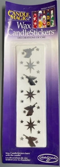 OUTLET kaarsenstickers van was, engel en ster, metall zilver