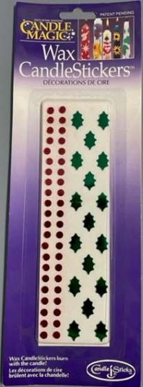 OUTLET kaarsenstickers van was, groene hulstblaadjes met rode besjes 