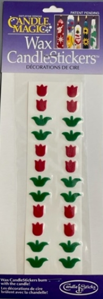 OUTLET kaarsenstickers van was, rode tulpen