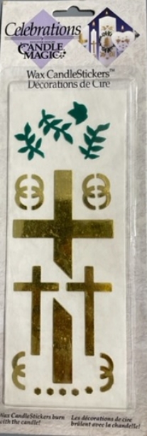 OUTLET kaarsenstickers van was, kruis goud