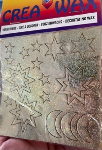 OUTLET Versierwas sterren goud, 1 vel 10 x 10 cm