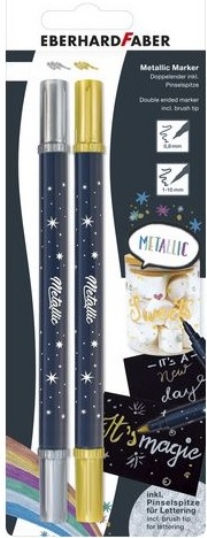 Metallic marker / porseleinstift / glasstift, eberhard faber met dubbele punt, goud en zilver