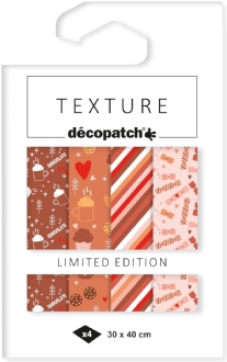 Decopatchpapier 30 x 40 cm, 4 vel, kerst choco