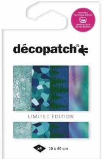 Decopatchpapier 30 x 40 cm, 4 vel, kerst noorderlicht