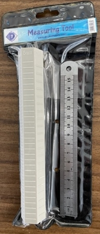 OUTLET Meetsetje, schaalstok en metalen meetlatje (voetstok), 15 cm