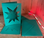 OUTLET Wenskaarten passepartout ster 5 st, kerstgroen