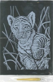 OUTLET Krasfolie / kraskaart, A4, zilver, tijgerwelp