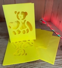 OUTLET Wenskaarten passepartout beer met hart 5 st, geel