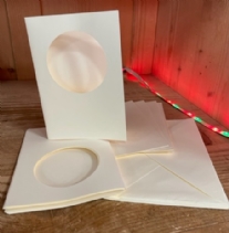 OUTLET Wenskaarten passepartout rond 5 st, creme