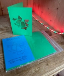 OUTLET Wenskaarten passepartout kerstklok 6 st, groen