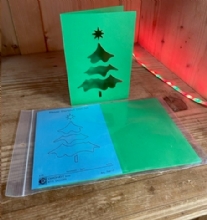 OUTLET Wenskaarten passepartout kerstboom 6 st, groen
