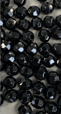 OUTLET Acryl facetkralen 10 mm, zwart, 50 stuks