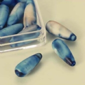 OUTLET Gemarmerde kunststof kralen waterdruppel 20x6mm, 16 stuks, blauw