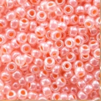 OUTLET Glazen kraaltjes/borduurkraaltjes/rocailles ceylon, 3 mm, 100gram  opaak, zalm