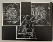 Krasfolie / kraskaarten , 3 platen, 24 x 30 cm, Amsterdam