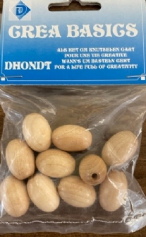 OUTLET Houten kralen, ovaal, 14 x 21 mm, 10 stuks, naturel