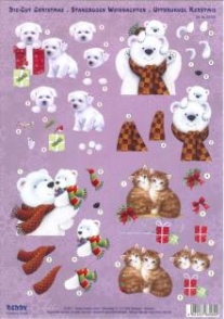 OUTLET 3-D uitdrukvel kerstmis, ijsbeer, kat en hond