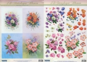OUTLET 3-D kaartenset, bloemneboeket, uitdrukvel, achtergrondvel en 4 enveloppen