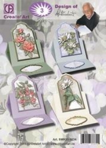 OUTLET 3-D kaartenset, plateaukaarten bloemen, set van 4 stuks