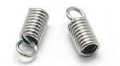 OUTLET Leerkapjes/veterklemmen spiraal, 8 x 4 mm, 40 stuks, zilver