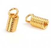 OUTLET Leerkapjes/veterklemmen spiraal, 8 x 4 mm, 40 stuks, goud