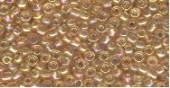 OUTLET Glazen kraaltjes/borduurkraaltjes/rocailles rainbow, 2 mm (11/0),  6 gram , goudgeel