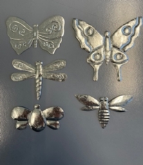 OUTLET Metalen ornamenten, insecten, set van 5 stuks
