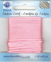 OUTLET Kumihimo satijnkoord, 1.5mm, 5.48 meter, roze
