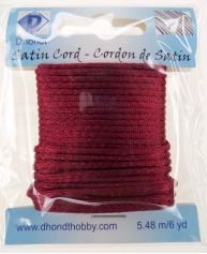 OUTLET Kumihimo satijnkoord, 1.5mm, 5.48 meter, bordeaux