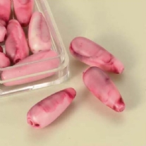 OUTLET Gemarmerde kunststof kralen waterdruppel 20x6mm, 16 stuks, roze