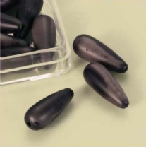 OUTLET Gemarmerde kunststof kralen waterdruppel 20x6mm, 16 stuks, zwart