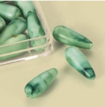 OUTLET Gemarmerde kunststof kralen waterdruppel 20x6mm, 16 stuks, groen