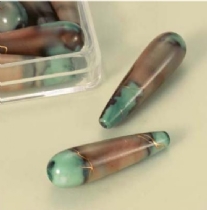 OUTLET Oil paint jewelry kralen waterdruppel 30 x 8 mm, 8 stuks, jade