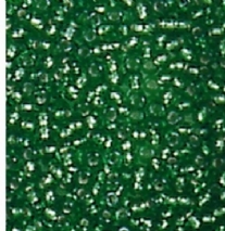 OUTLET Glazen kraaltjes/borduurkraaltjes/rocailles, transparant met zilverkern, 3 mm (8/0),  6 gram , groen