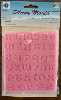 OUTLET Siliconen mal / siliconen vorm, alfabet en cijfers,  12.5 x 11 cm 