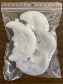 OUTLET Styropor ornament maantje, 8 cm, 5 stuks