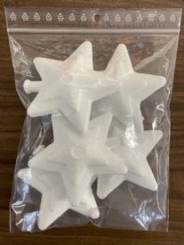 OUTLET Styropor ornament ster, 8 cm, 5 stuks