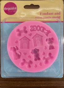OUTLET Siliconen mal / siliconen vorm, hondjes, diameter  9 cm 