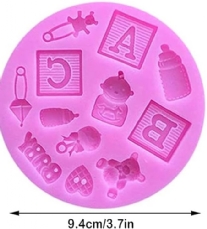 OUTLET Siliconen mal / siliconen vorm, baby ABC, 9.4 cm  rond