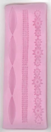 OUTLET Siliconen mal / siliconen vorm, bloemenrand, 14 x 4.5 cm 